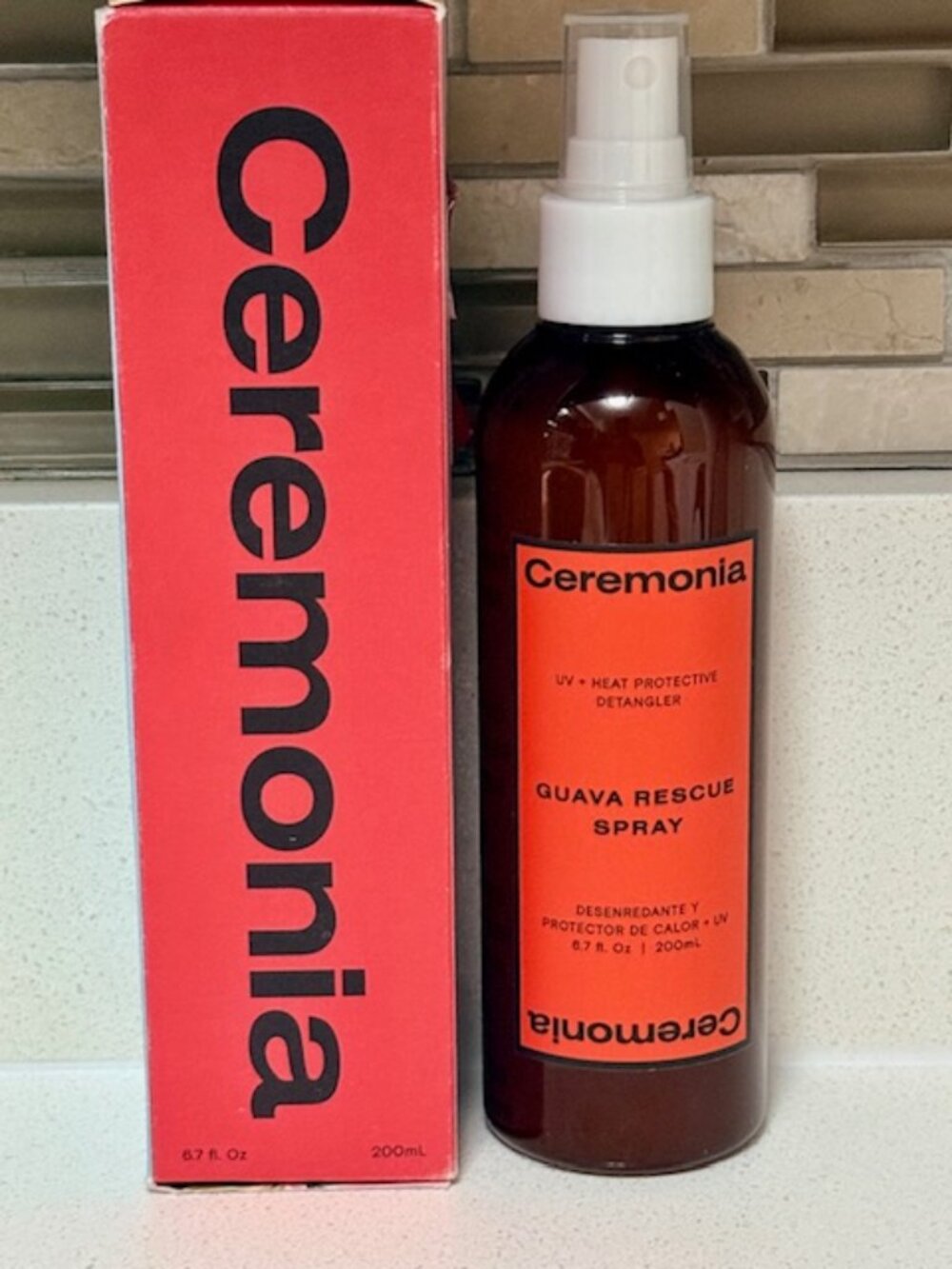 🌺 NIB Ceremonia Guava Rescue Spray UV + Heat Protective Detangler 6.7 oz 🌺